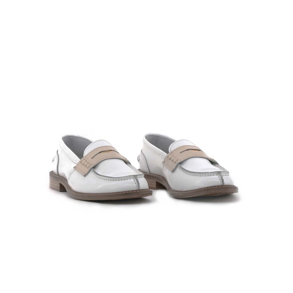 Club Style Mocassino Con Moneta Bianco Beige
